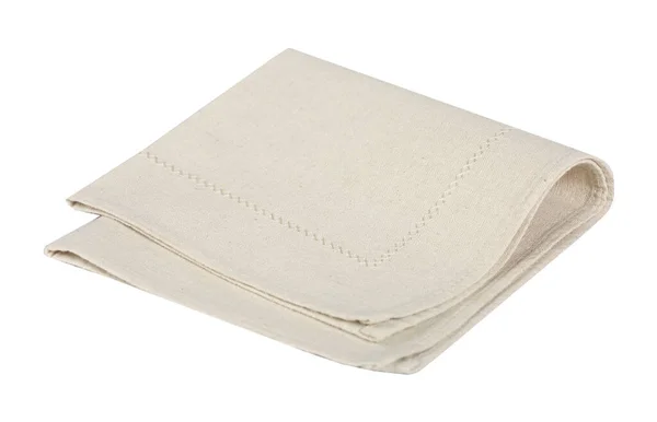 Burlap Ręcznik Kuchenny Izolowany Białym Beżowy Składana Serwetka Obrus Element — Zdjęcie stockowe
