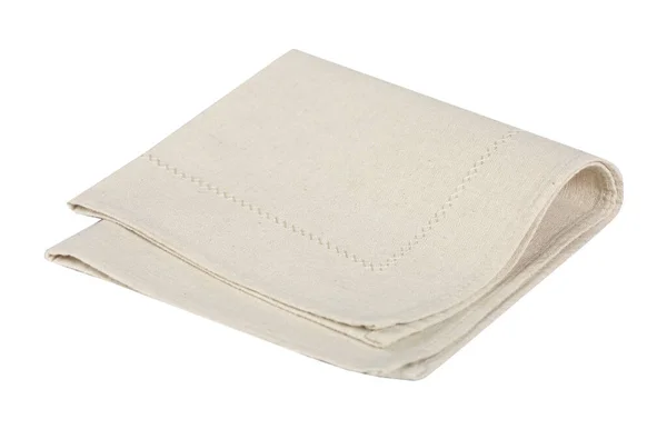 Serviette Cuisine Toile Jute Isolée Sur Blanche Serviette Pliée Beige — Photo