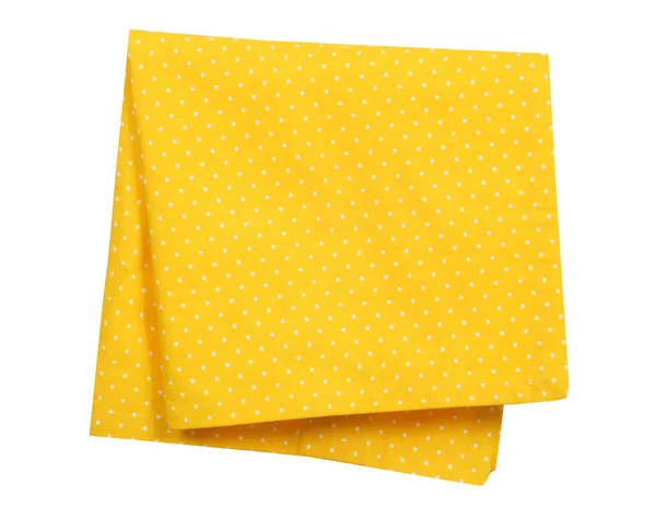 Yellow Folded Kitchen Towel Isolated White Household Napkin Tablecloth Object — Stock Photo, Image