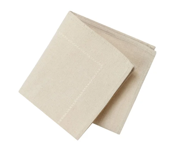 Tissu Toile Jute Beige Plié Isolé Nappe Décoration Alimentaire Élément — Photo