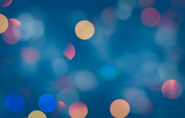 Dark Blue Colorful Bokeh Blurred Background Holiday Wallpaper Christmas Backdrop — Stock Photo, Image