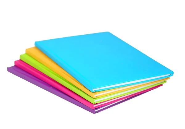 Stack Colorful Copybooks Isolated White Education Object Back School Text — Stock Photo, Image