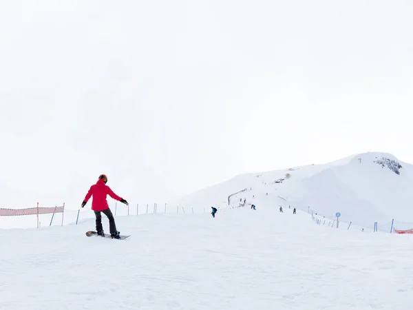 Sochi Marzo 2017 Personas Felices Turistas Esquiando Tablas Snowboard Mucha — Foto de Stock