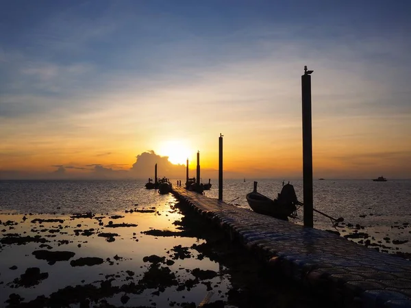 Vue Lever Soleil Sur Jetée Railay Krabi Thaïlande — Photo