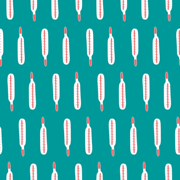 Civa termometre sembollerinden kusursuz desen. Vektör EPS10 illüstrasyonu. Elle çizilmiş tıbbi altyapı ve karalama tarzında dokular. Tıp, sağlık, salgın hastalıklar kavramı.