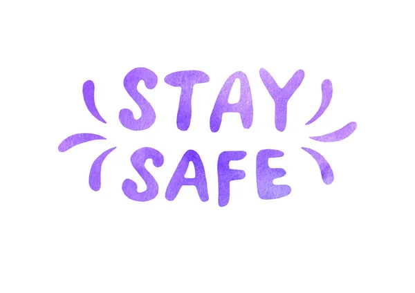 Stay Home Stay Safe Watercolor Lettering Theme Quarantine Self Isolation — Stock Photo, Image