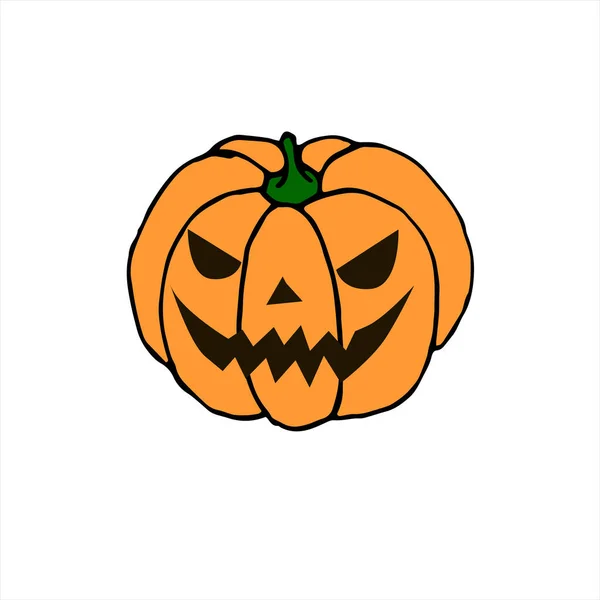 Calabaza Halloween Sonriente Simple Aislada Sobre Fondo Blanco Jack Lantern — Archivo Imágenes Vectoriales