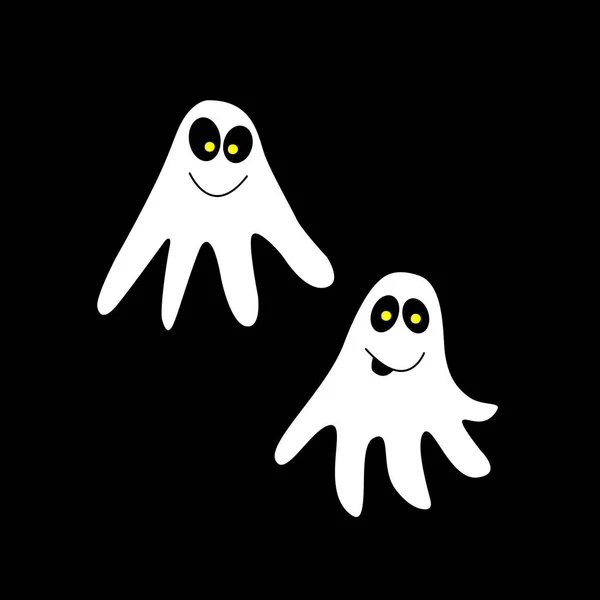 Cute Ghosts Vector Halloween Illustration Isolated White Background Magic Characters — Stock Vector