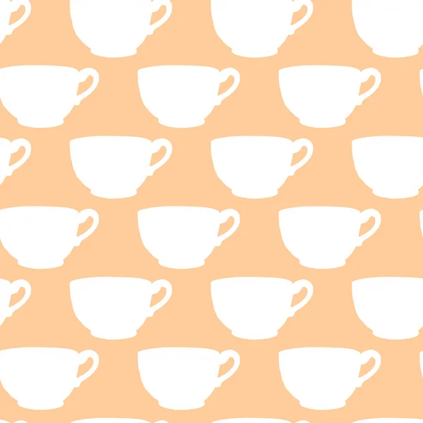 Seamless Pattern Brown Beige Polka Dots Cups Hand Drawn Simple — Stock Vector