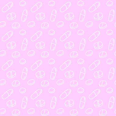 İlaçlar, kapsüller, ilaçlar, ilaçlar, haplar ve haplarla kusursuz bir düzen. Tıbbi eczane geçmişi ve dokuları. Karalama biçiminde Vektör EPS10 illüstrasyonu.