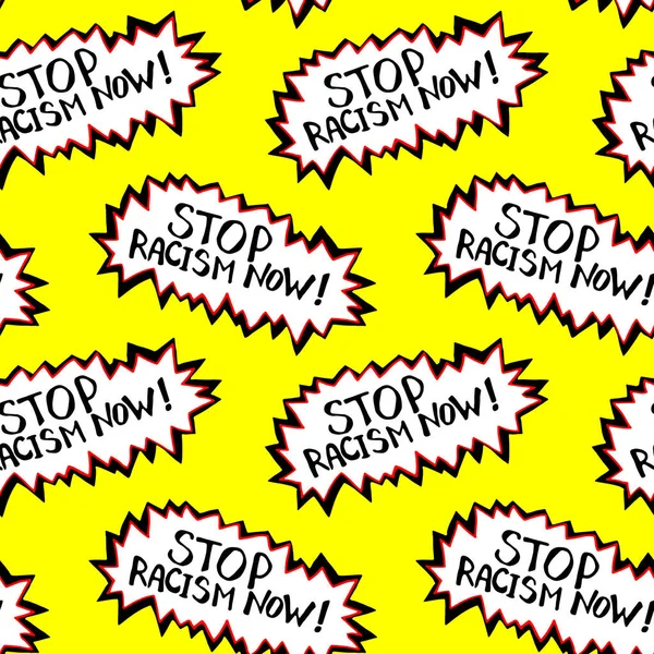 Naadloos Patroon Stop Racisme Vectorletters Doodle Handgeschreven Thema Van Antiracisme — Stockvector