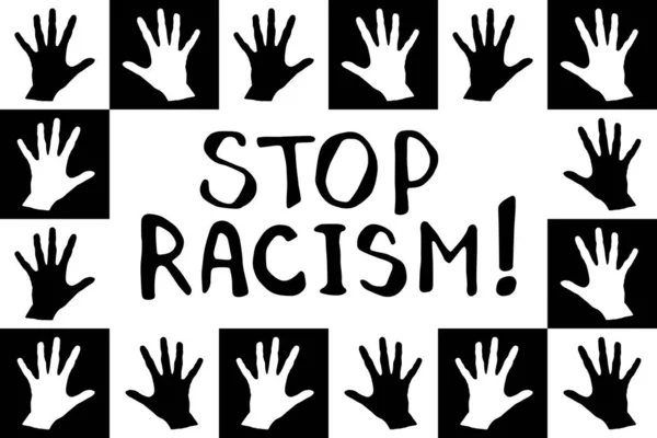 Stop Racisme Vectorletters Doodle Handgeschreven Thema Van Antiracisme Protesteren Tegen — Stockvector