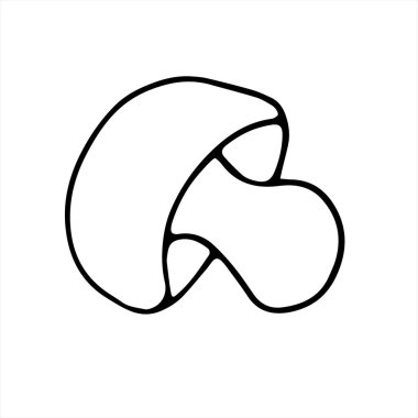 El çizimi vektör mantarı. Beyaz üzerine izole edilmiş siyah basit hatlar. Doodle tarzı. Boyama kitabı tasarımı, mevsimlik sonbahar kartları ve Şükran Günü teması.