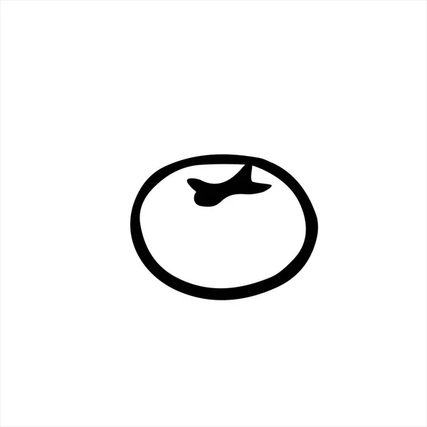 白い背景に黒い輪郭を描いたドゥードル風のトマトのベクトルイラスト — ストックベクタ