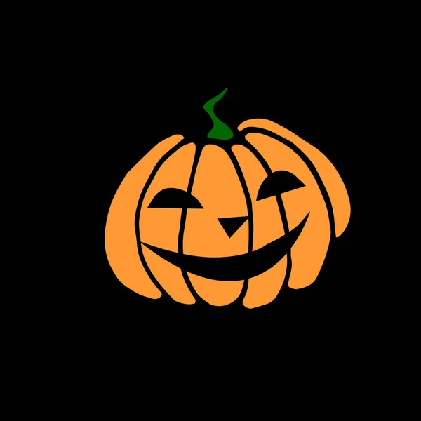 Simples Sorrindo Abóbora Halloween Isolado Fundo Preto Jack Lantern Ilustração —  Vetores de Stock