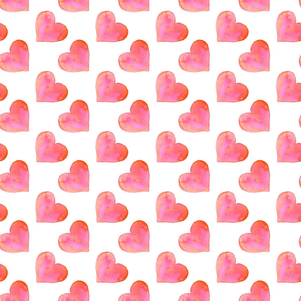 Patrón Sin Costuras Con Corazones Acuarela Amor Romántico Dibujado Mano — Foto de Stock