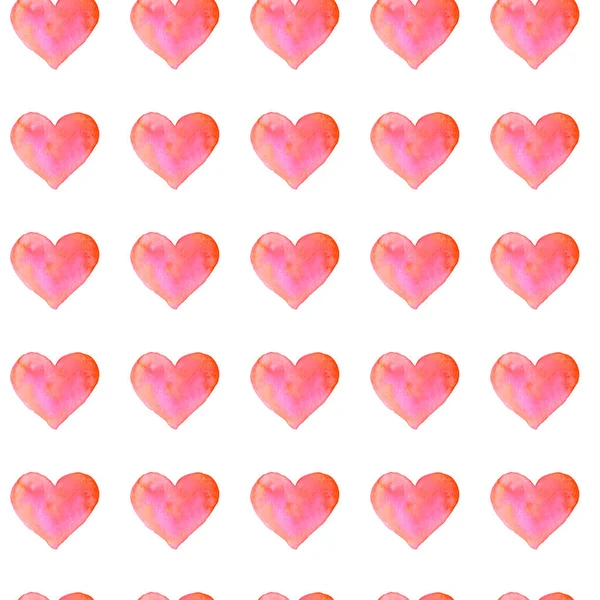 Patrón Sin Costuras Con Corazones Acuarela Amor Romántico Dibujado Mano — Foto de Stock