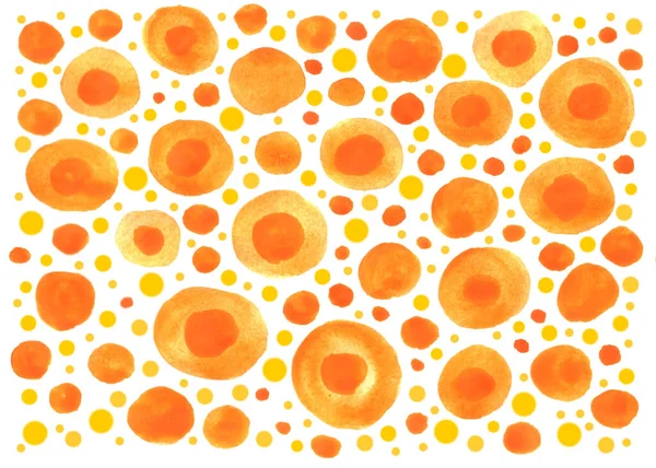 Fond Coloré Abstrait Gouache Jaune Orange Cercles Rouges Taches Points — Photo