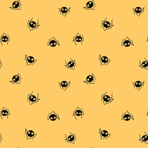 Bezproblémový Vzor Roztomilých Malých Pavouků Očima Halloween Vektorové Pozadí Textury — Stockový vektor
