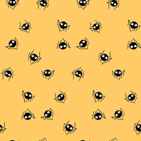 Bezproblémový Vzor Roztomilých Malých Pavouků Očima Halloween Vektorové Pozadí Textury — Stockový vektor