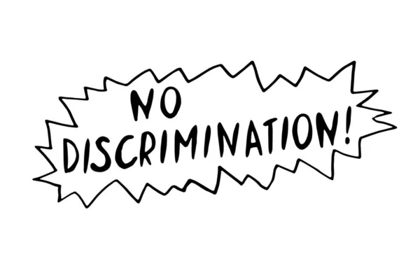 Pas Discrimination Lettrage Vectoriel Manuscrit Sur Thème Protester Contre Race — Image vectorielle