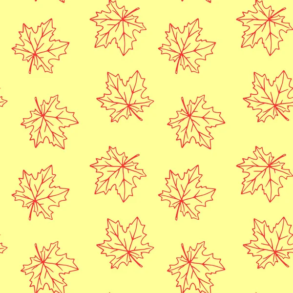 Nahtloses Muster Aus Konturierten Ahornblättern Isoliert Auf Weißem Hintergrund Einfache — Stockvektor