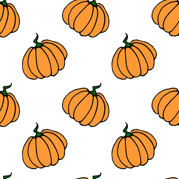 无缝隙的橙色南瓜图案 背景和质地 象征秋天 丰收年 感恩日 手绘矢量Eps10示意图 — 图库矢量图片