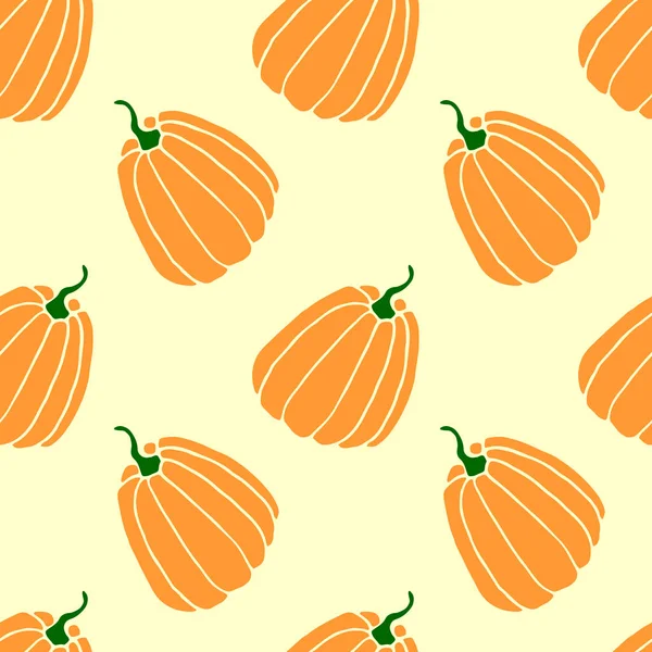 无缝隙的橙色南瓜图案 背景和质地 象征秋天 丰收年 感恩日 手绘矢量Eps10平面插画 — 图库矢量图片