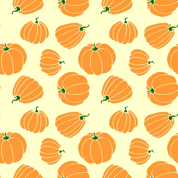 Seamless Pattern Orange Pumpkins Background Texture Symbol Autumn Crop Fruitful — Stock Vector