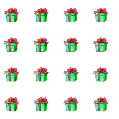 Hediye kutularıyla kusursuz desen. Şenlikli arka planlar ve dokular. Tebrik kartları, ambalaj kağıtları, tekstil, baskılar, doğum günü, sevgililer günü, Noel, tatiller.