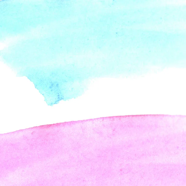 日当たりの良い牧草地 ピンクの花と青空 抽象的な夏の春の水彩画の背景と土地 絵葉書 バナー イラストのテンプレート — ストック写真