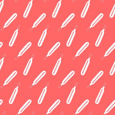 Civa termometre sembollerinden kusursuz desen. Vektör EPS10 illüstrasyonu. Elle çizilmiş tıbbi altyapı ve karalama tarzında dokular. Tıp, sağlık, salgın hastalıklar kavramı.