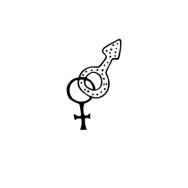Von Hand Gezeichnete Weibliche Und Männliche Geschlechtssymbole Umreißen Das Doodle — Stockfoto