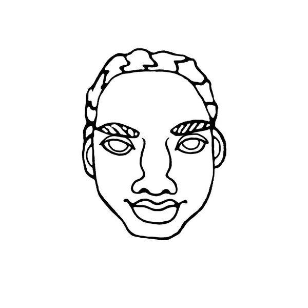 Outline Face People Hand Drawn Line Art Illustration Head Man — Stock Photo, Image