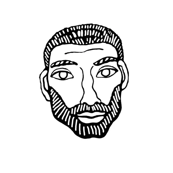 Descrivere Gente Faccia Illustrazione Artistica Linee Disegnate Mano Testa Uomo — Foto Stock