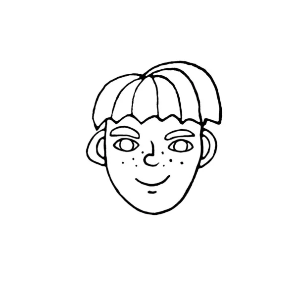 Outline Face People Hand Drawn Line Art Illustration Head Man — Stock Photo, Image