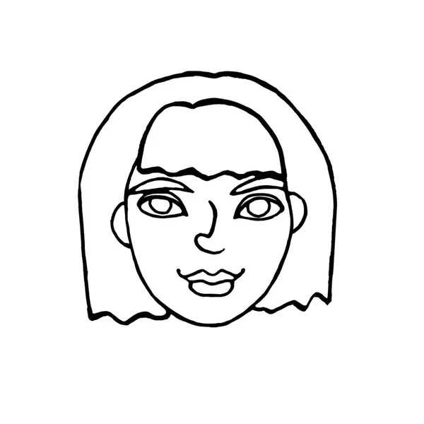 Outline Face People Hand Drawn Line Art Illustration Head Man — Stock Photo, Image