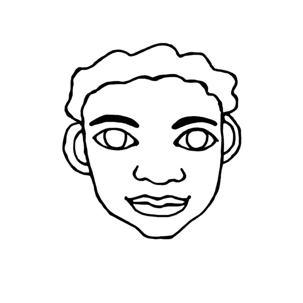 轮廓脸的人 手绘线条艺术图解 一个男人 女孩的头像一个涂鸦的风格 孤立在白色的背景 与众不同又漂亮 — 图库照片