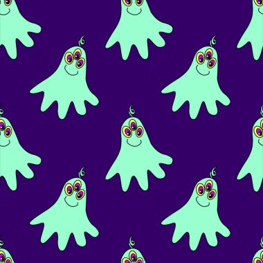 Tatlı yaratıklarla, uzaylılarla ve uzay karalamalarıyla kusursuz çocuksu desenler. Bebek arka planı kumaş, ambalaj, duvar kağıdı, tekstil, giysi, örtü için mükemmel..