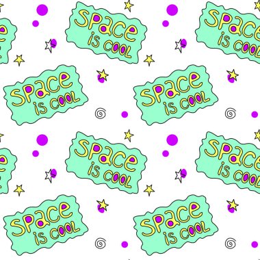 Uzay iyidir. Karalamalı, harfli, vektörsüz desen. Kumaş, ambalaj, duvar kağıdı, tekstil, giysi, örtü için arka plan ve doku.
