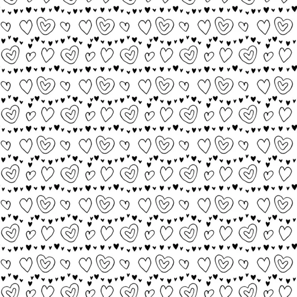 Hand Drawn Seamless Retro Pattern Polka Dot Hearts Row Can — Stock Photo, Image