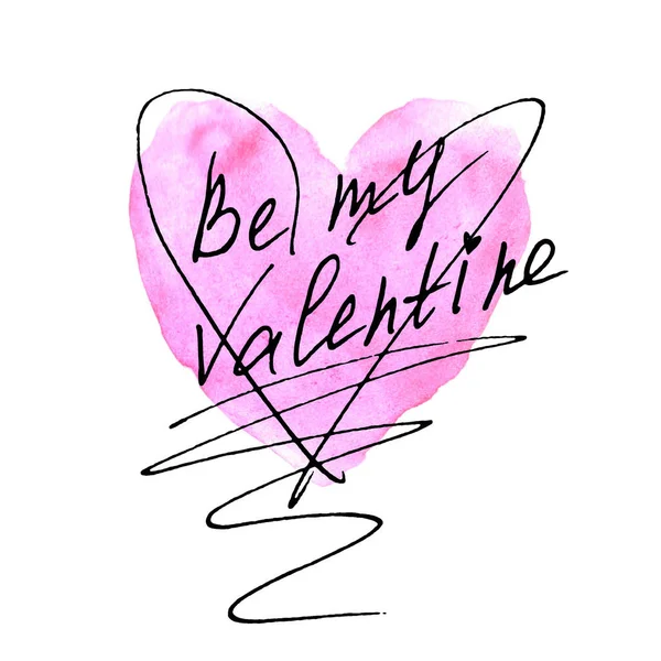 Meu Valentine Letras Mão Dia Dos Namorados Fundo Uma Mancha — Fotografia de Stock