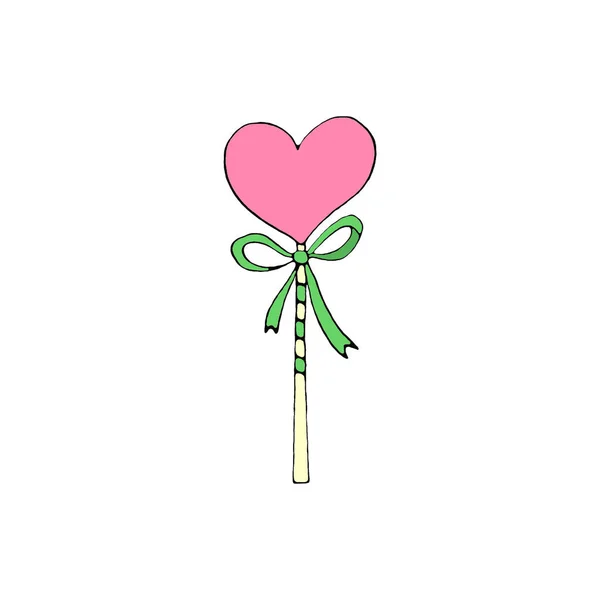 Color Heart Shaped Lollipops Candy Стрічкою Валентинів День Великдень Свята — стокове фото