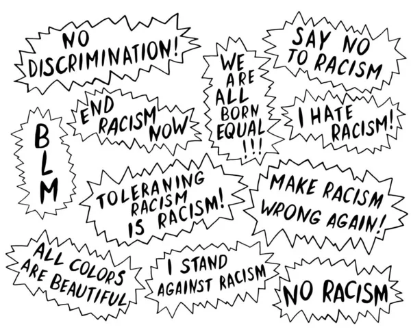 Set Vectorletters Handgeschreven Antiracisme Protesterend Tegen Rassenongelijkheid Revolutionair Design Voor — Stockvector