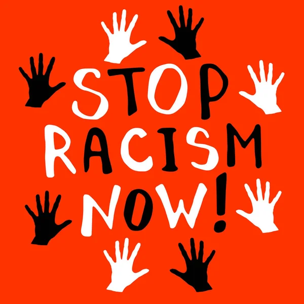 Zastavte Rasismus Vektorové Písmo Psané Ručně Téma Antiracismu Protestující Proti — Stockový vektor