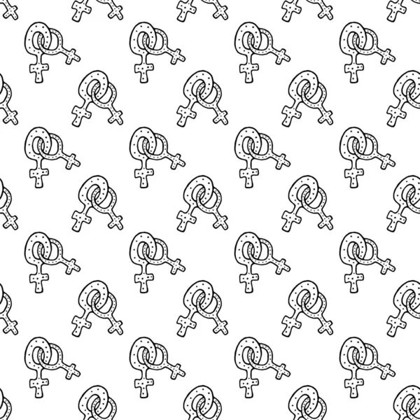 Nahtloses Muster Mit Weiblichen Geschlechtssymbolen Handgezeichnet Als Doodle Icon Sex — Stockfoto