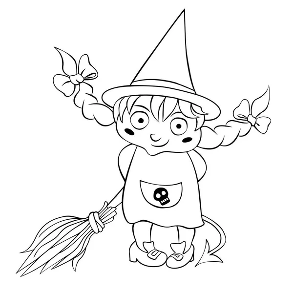 bruxa menina desenho animado doodle kawaii anime página para