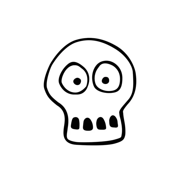 Skull Hand Drawn Doodle Vector Illustration Isolated White Background Theme — Stock Vector
