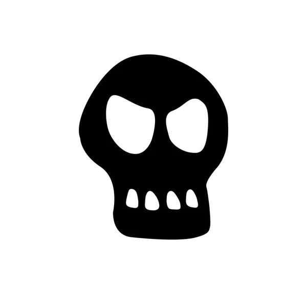 Sílhueta Skull Ablack Ilustração Preto Vetorial Isolado Sobre Fundo Branco — Vetor de Stock