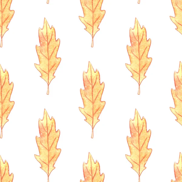 Kahverengi meşe yapraklarının kusursuz deseni. Mevsimsel tasarım, ambalaj, tekstil, kumaş, şükran günü teması ve mutlu sonbahar için sonbahar manzarası ve dokuları.